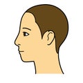 human head model, shaved head, outline, side view, facing left, vector file set